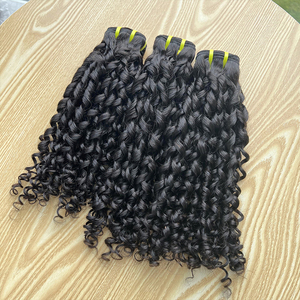 Paquets de cheveux bouclés pixie vietnamiens bruts cousus en 100% cheveux humains non traités birmans bouclés extensions de cheveux humains bruts tête complète - Product Image 3