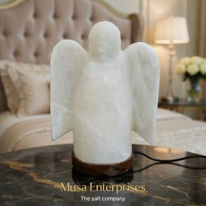 Lampe de sel rose de l'Himalaya naturelle, figurine d'ange, faite à la main, portable, purificateur d'air, veilleuse, énergie curative, article cadeau - Product Image 1