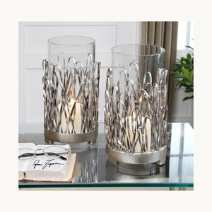 Porte-bougie élégant en métal et verre, design nouveau, personnalisé, décoratif pour la maison, les mariages et la décoration de table. - Product Image 1