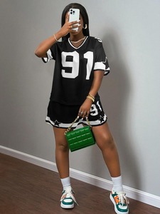 Wholesale <b>Athletic</b> Tracksuit Polyester Mesh Printed Sportswear Set Manufacturer - Product Image 4