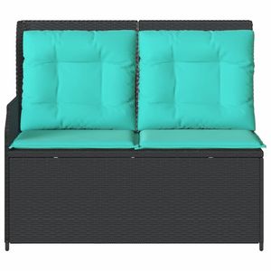Banc de patio inclinable 2 places en rotin PE noir turquoise - Product Image 4