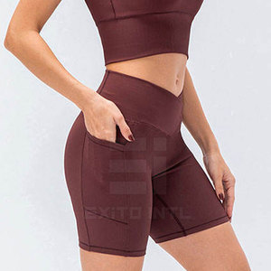 OEM Custom Logo Breathable Women Yoga Shorts High Waisted Elastic Waist Spandex/Nylon Seamless <b>Push</b> up - Product Image 6