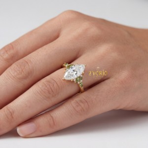 Zyorio Jewels - Anillo de Compromiso y Boda Moderno y Elegante con Diamante de Corte Marquesa de 0.50-3 CT, Chapado en Oro de 14K y 18K para Mujer - Product Image 4