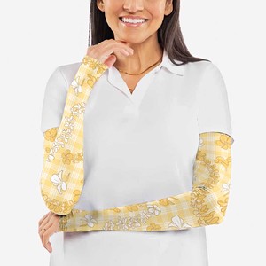 Manchon de compression unisexe à manches longues en soie glacée jaune UPF50+ avec impression par sublimation, toutes saisons, Splendid Apparel - Product Image 5