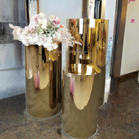 Ensemble de 3 socles pour gâteau de mariage très vendus, en acier inoxydable doré brillant, socles ronds cylindriques, support à gâteau pour table de dessert