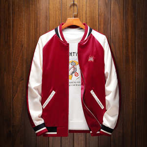 Crimson Raijin Samurai Sukajan <b>Jacket</b> Unisex Patchwork Design Spring Thin Hip Hop Souvenir Coated OEM Service - Product Image 1