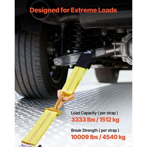 Kit de Correas de Amarre para Remolques, Resistencia a la Rotura de 10009 Libras, Carga de Trabajo de 3333 Libras, con Trinquete y Calzo para Ruedas, para Remolques de Tipo Eje de Automóviles - Product Image 3