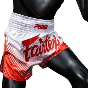 Short de Muay Thai Fairtex Rouge et Blanc, Impression par Sublimation, Unisexe, Équipement d'Entraînement MMA et Kickboxing, Polyester Respirant pour Adultes et Jeunes - Product Image 5