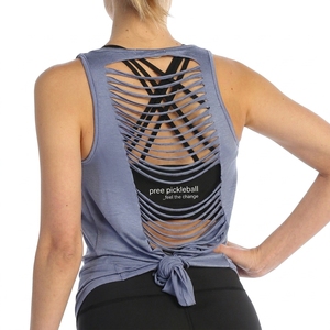 Top deportivo personalizado para mujer con espalda cruzada y aberturas, transpirable, de punto, con sujetador incorporado y atado en la espalda, con logotipo OEM ODM - Product Image 1