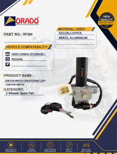 Interrupteur d'allumage et verrou de direction avec clés Hero Honda Splendor Passion – Pièces de rechange de haute qualité pour moto - Product Image 5