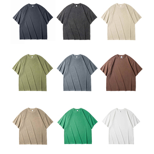 T-shirts décontractés pour hommes en coton 100% de marque, effet délavé, coupe oversize, couleur unie, tendance, grandes tailles - Product Image 2