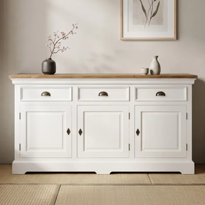 Cómoda Welly de Madera de Teca Maciza con 6 Cajones, Estilo Escandinavo Contemporáneo, Ecológica, para Sala de Estar, Dormitorio o Estilo Rústico - Product Image 1