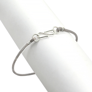 Silver Plated <b>S</b> <b>Hook</b> Clasp With Silver Thread Bracelet Unisex Trendy Durable Fashion Jewelry - Product Image 2