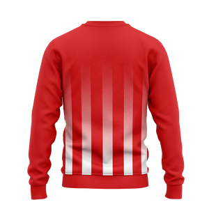 <b>Men's</b> <b>Red</b> White Striped Crew Neck Sweatshirt Custom Logo Sleeve Print Pullover Long Sleeve Team Training Top Bulk Winter Wear - Product Image 2
