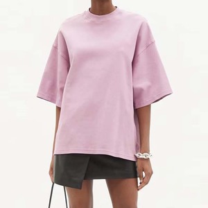 Women's Oversized Solid Color Knitted <b>T</b>-<b>Shirt</b> Crew Neck Half Sleeve Loose Fit All Seasons Wear <b>T</b> <b>Shirts</b> For Sale - Product Image 3