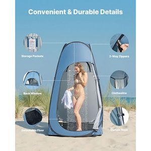 Tenda doccia pop-up in poliestere 190T con picchetti e corde, cabina spogliatoio portatile istantanea a doppio strato per la privacy, borsa per il trasporto inclusa - Product Image 5