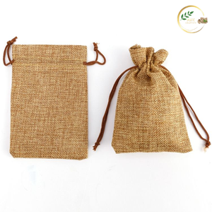 Sustainable Jute <b>Drawstring</b> Jewelry Bags Small Rustic Gift <b>Pouches</b> for Wedding Favors - Product Image 2