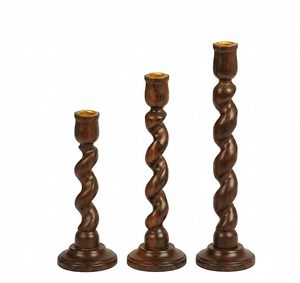 Support de bougie en bois torsadé artisanal, design rustique en spirale, rond, décoration d'intérieur, porte-lumière de Noël - Product Image 1