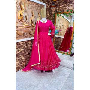 Hermoso vestido tradicional musulmán Anarkali para fiestas completo con Pent y Dupatta - Product Image 2