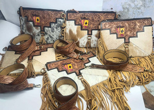 Hand Tooled Carving Leather Fringe <b>Tote</b> Bag Stylish Purse Cowhide Leather Bags for Women's Multi Use - Product Image 2