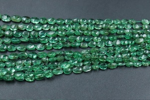Perles de pierres précieuses en vrac ovales lisses émeraude naturelle perles d'émeraude de Zambie pour la fabrication de bijoux - Product Image 5