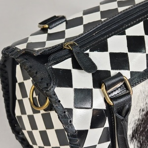 Bolso de Mano de Lujo de Piel de Vacuno a Cuadros Negros, de Moda, Superventas, Estilo Japonés, Hecho a Mano, Bolso de Hombro para Mujer - Product Image 3