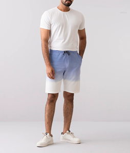 Pantalones Cortos Casuales Vintage Teñidos con Hilo OEM, Transpirables, con Cordón en la Cintura, 48% Algodón, 48% Poliéster, 4% Elastano, Tejido de Punto para Hombre - Product Image 3