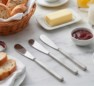 Juego de 4 cuchillos para queso de acero inoxidable, cuchillos para untar mantequilla con punta redonda, mangos de metal duraderos, utensilios de cocina - Product Image 6