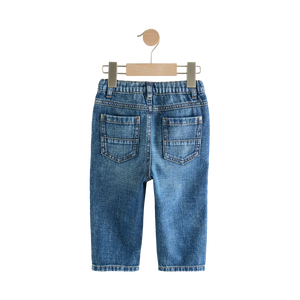 Jeans en denim de coton foncé à jambes larges et amples pour garçons, respirants, ODM, décontractés, pour le printemps - Product Image 2