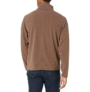 Chaqueta de Forro Polar Marrón para Hombre, Cierre Completo, Cuello Alto, Estilo Casual para Otoño, Corte Regular, Color Sólido, Material de Poliéster - Product Image 2