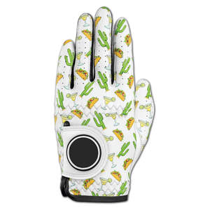 Gants de golf pour hommes de qualité supérieure, Tacos and Tequila, fabriqués en cuir véritable, disponibles en taille moyenne/grande, spécialement conçus - Product Image 2