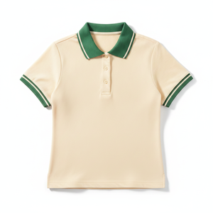 Camiseta Casual de Manga Corta con Cuello Redondo y Detalles a Rayas en los Puños, de Tela de Algodón Piqué Transpirable, con Ribete en Contraste Retro y Cierre de Media Cremallera para Hombre - Product Image 1