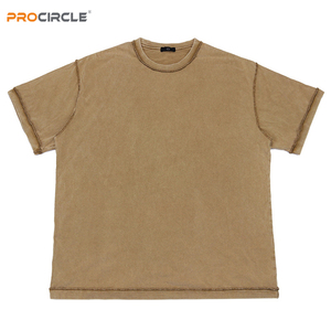 Camisetas de hombre de algodón 100% de alto gramaje, holgadas, casuales de verano, estilo vintage, de corte cuadrado, lisas, ecológicas, transpirables y anti-pilling. - Product Image 4