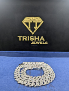 Chaîne cubaine de luxe tendance en argent sterling 925 avec diamants Moissanite VVS, style Hip Hop, par Trisha Jewels - Product Image 4