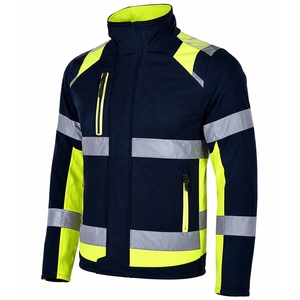 Chaqueta de Seguridad de Alta Visibilidad, Amarilla y Negra con Rayas Reflectantes, Cierre Completo, Clase 2, Impermeable, con Luz LED Intermitente, Marca Personalizada - Product Image 5