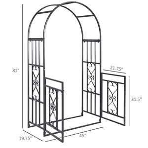 Arco de Jardín Metálico Gris de 8 pies con Puertas Dobles y Cerradura para Bodas y Fiestas Nupciales, Cercas, Enrejados y Portones - Product Image 3