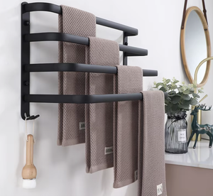 OEM/ODM Vietnam Modern Space Aluminum White 4-Layer Towel Holder Wall Mounted Bathroom Towel Rack Towel <b>Bar</b> - Product Image 1
