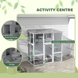 Casetta per Gatti a Forma di Villa con Finestra Rettangolare e Piattaforme in Legno per Piccoli Animali - Product Image 5
