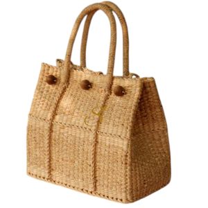 Sac fourre-tout vintage en jacinthe d'eau tressée : Sac de plage en paille - Product Image 1
