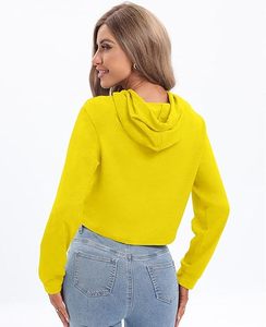Ladies Fashion <b>Cropped</b> Sweatshirt Hoodie Soft Fabric Everyday Wear <b>Top</b> - Product Image 4