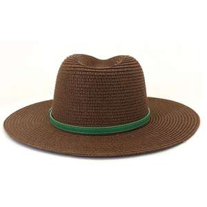 Sombrero de Paja Panamá de Ala Ancha para Mujer, de Alta Calidad, Estilo Casual y Moderno, con Cinta Verde, Servicio OEM - Product Image 4