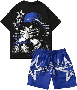 T-shirt noir surdimensionné pour homme avec imprimé Los Angeles vert, manches courtes, col rond, style streetwear, jersey en coton respirant - Product Image 2