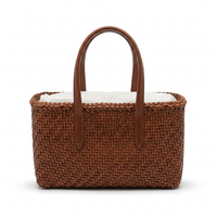 Sac fourre-tout pour femme en cuir véritable OEM, réutilisable, personnalisable, style tressé, grande capacité, avec broderie et chaînes, marque privée, vente en gros