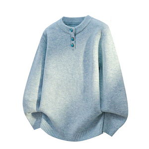 <b>Men's</b> Classic <b>Long</b> <b>Sleeve</b> <b>Henley</b> Sweater Button Neck Knitted Pullover Warm Soft Casual Winter Knitwear OEM ODM Wholesale - Product Image 1