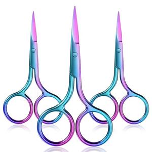 Ciseaux à manucure en métal avec finition arc-en-ciel, lame droite et tranchante, poignée ronde, outil de soin des ongles durable pour adultes - Product Image 1