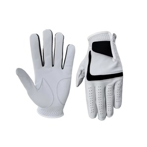 Gants de golf en cuir véritable blanc, antidérapants, respirants, pour droitier, unisexe, à enfiler - Product Image 1