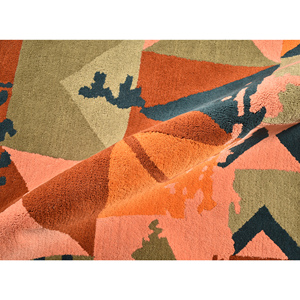 Modern Hand Tufted Wool Viscose Area <b>Rug</b>-Polka Dot Grid Pattern in Warm Camel Ocher Yellow Slate <b>Grey</b> & White - Product Image 3