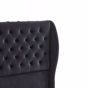 Letto Chesterfield Vintage con Testiera Imbottita e Trapuntata, Rivestimento in Velluto, Facile Montaggio, Supporto a Doghe in Legno - Product Image 6