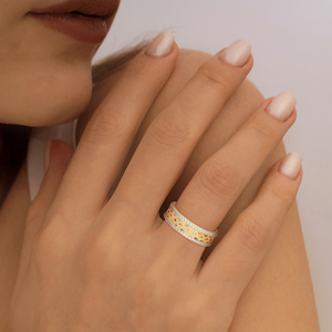 Bague tournante en or avec accent diamant, bande creuse, bijoux de mariage unisexe - Product Image 3