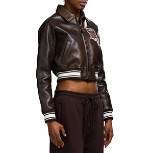 Chaquetas Avirex de cuero teñido de alta calidad y transpirables para mujer, con cuello redondo y color personalizado. - Product Image 6